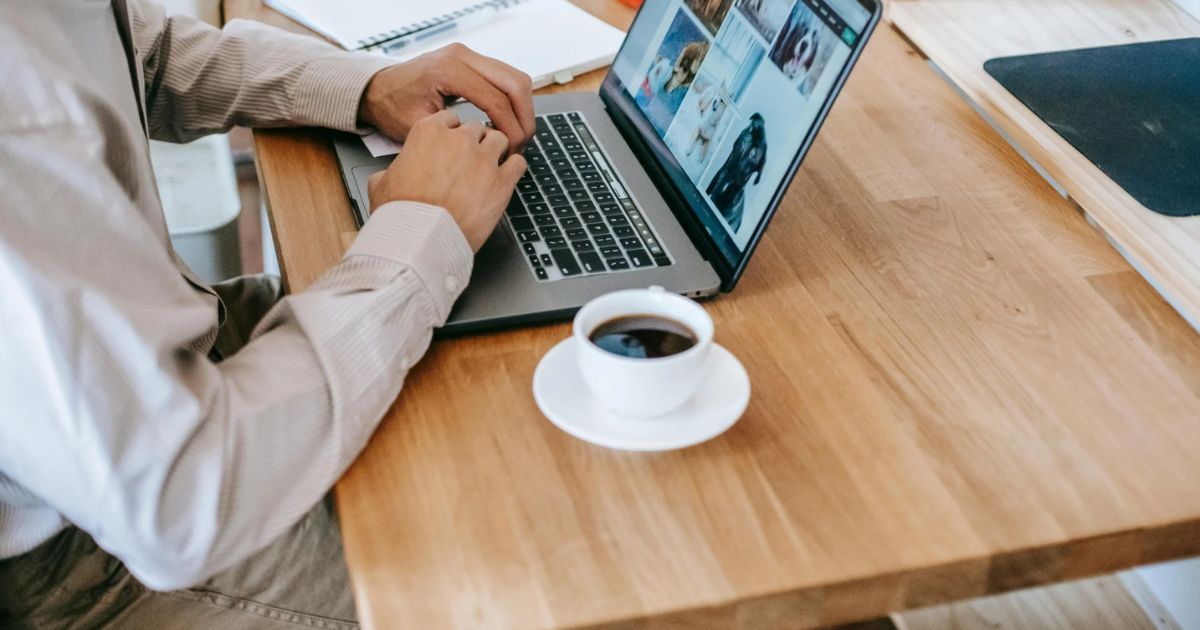 Digital professional editing images on a laptop in a productive office setting