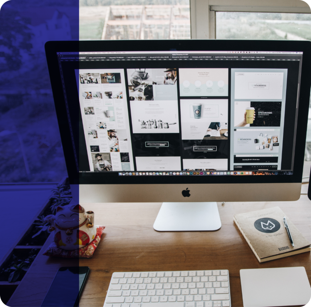 Designer creating responsive website design layouts for a client